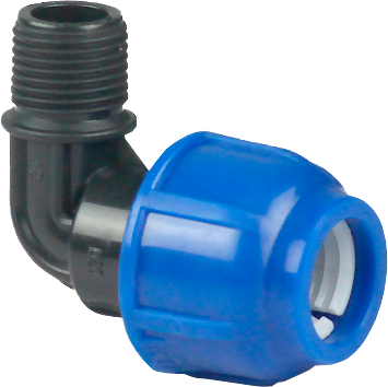 Отвод компрессионный наружн.резьба PN16 d 20x1/2" для ПЭ труб (190/1)