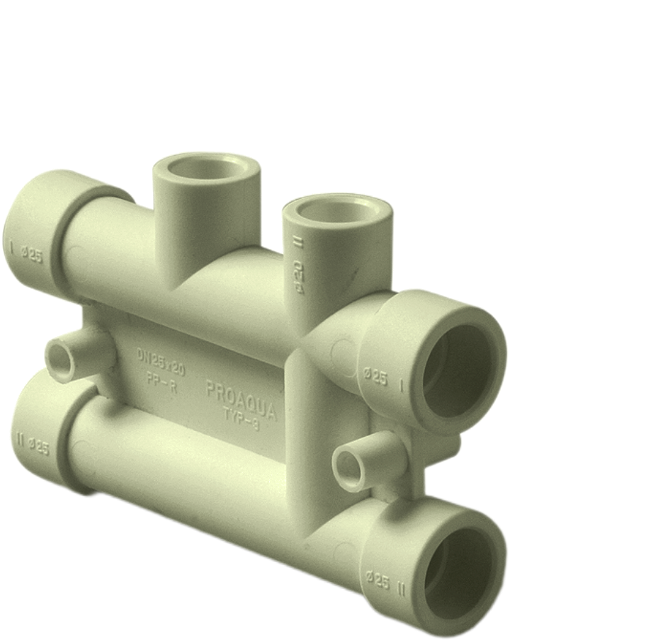 Распределительный блок для систем отопления 25х20 ПРО АКВА Серый
