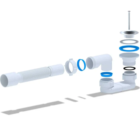 Сифон для душ. поддона 1 1/2"  плоский с гофрой 40*50 Ани пласт (40/1)