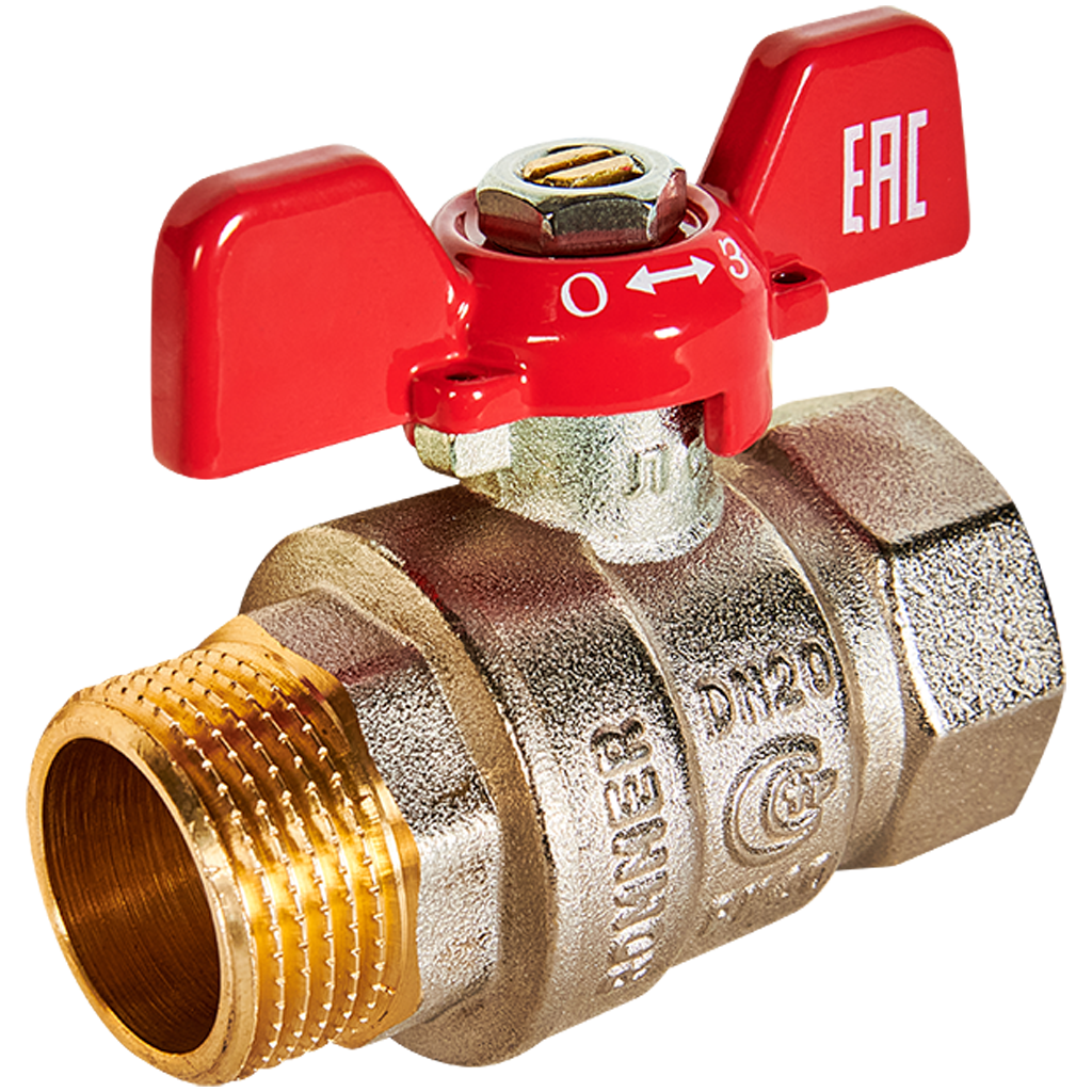 Кран шаровой, ВР/НР, ручка бабочка   3/4" ROMMER ГОСТ