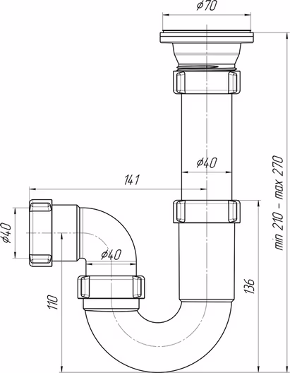 Сифон Ани  1 1/2"*40 прямоточный