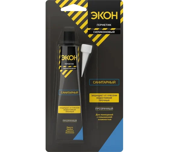 Герметик Силиконовый санитар. ЭКОН (прозрачный) 60ГР 3040014