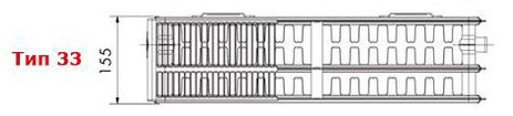 Радиатор панельный Rommer Тип 33 боковое подключение