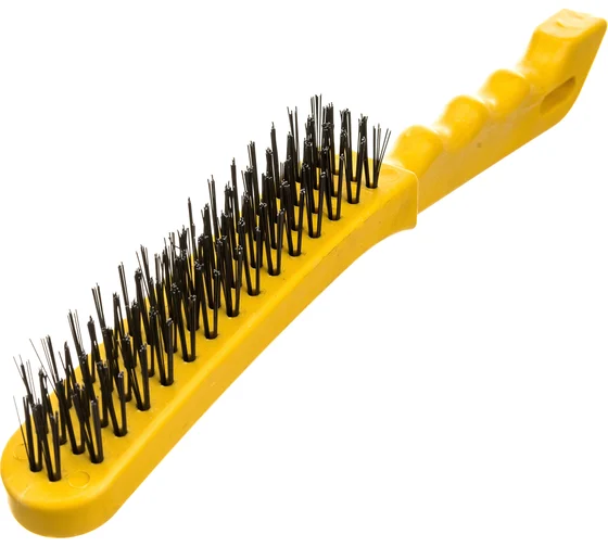Корщетка стальная, желтая пластиковая ручка, 275 мм, 6-ти рядная