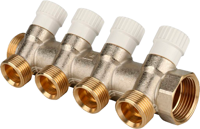 Коллектор 1"х3/4" с 4-мя кранами Stout  (9/1)