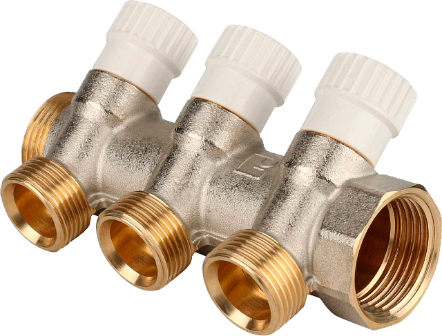 Коллектор 1"х3/4" с 3-мя кранами Stout (12/1) 