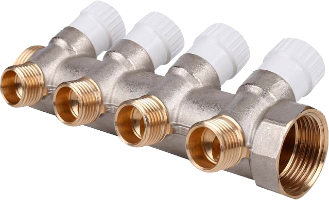 Коллектор 1"х1/2" с 4-мя кранами Stout  (9/1)