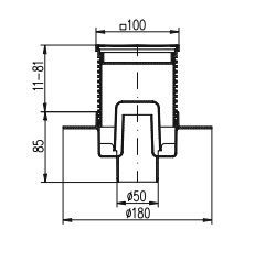 414 L Трап с прямым выпуском, с фартуком, DN50 нержавейка 100x100 (PVS50N-L1) Магазин сантехники Нижний Новгород