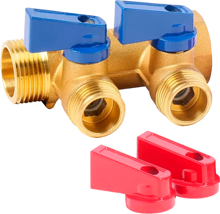 Коллектор с шар. краном 3/4"х1/2"м - 2 вых. без цанг "ViEiR"(50/1шт)