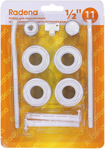 Комплект подключения радиатора с двумя кронштейнами (силиконовая прокладка)