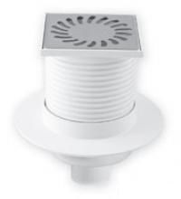 414 L Трап с прямым выпуском, с фартуком, DN50 нержавейка 100x100 (PVS50N-L1)