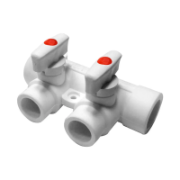 PP-R Коллектор с 2 выходами 40-20 ПРО АКВА (белый цв.)