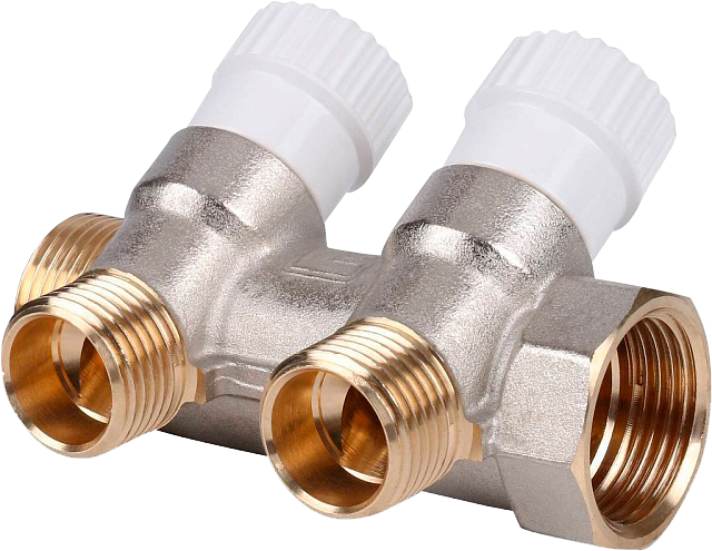 Коллектор 3/4"х1/2" с 2-мя кранами Stout 