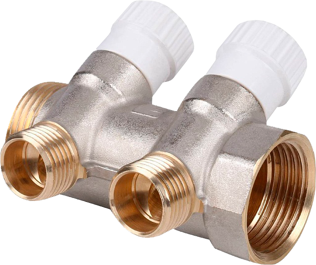 Коллектор 1"х1/2" с 2-мя кранами Stout(18/1)