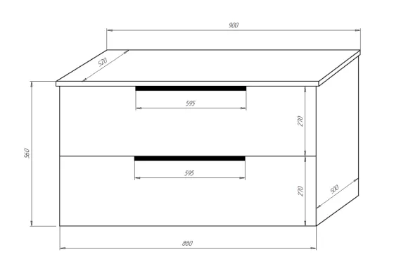 Тумба Gris 90/2 БЕЗ СТОЛЕШНИЦЫ (560*880*520)