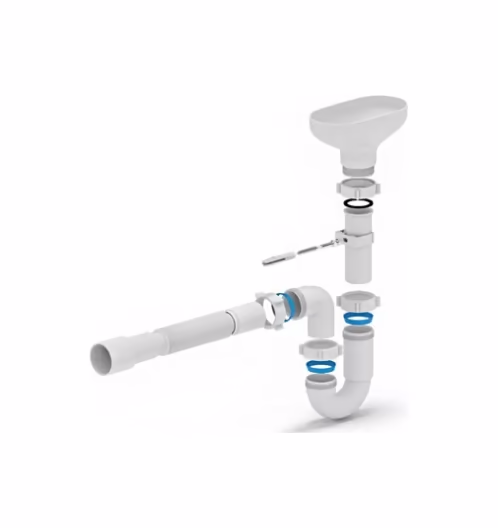 Сифон Ани 11/2"*40 прямот. с РАЗРЫВОМ. струи с гиб. тр. 40*40/50