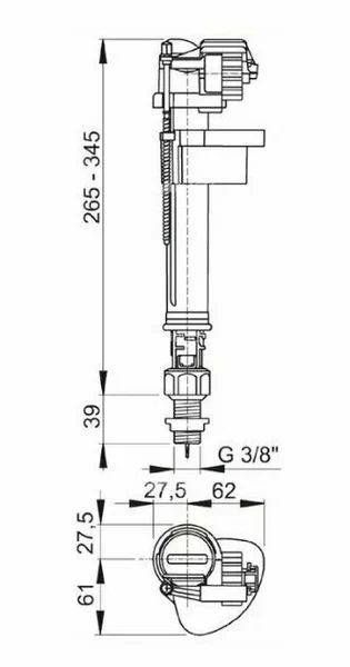 Впускной механизм нижний 3/8" с мет.резьбой AlcaPlast (50/1) A18-3/8" Магазин сантехники Нижний Новгород