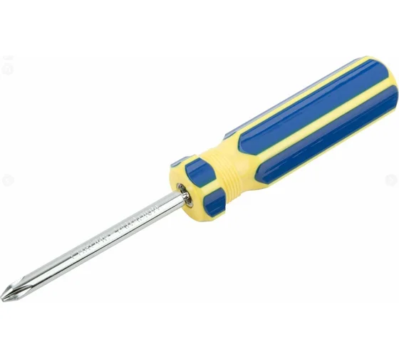 Отвертка с переставным жалом, CrV сталь, сине-желтая пластиковая ручка 6х70 мм PH2/SL6