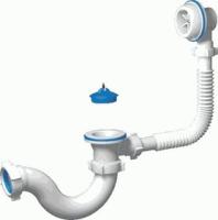Сифон Варяг для ванны с выпуском и переливом прямоточный Ани пласт