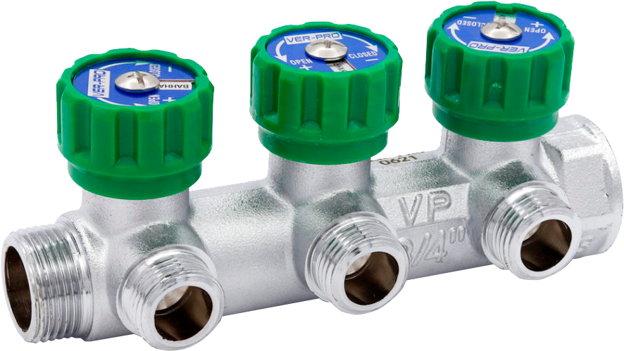 Коллектор регулирующий плоский и 3/4-16-3 вых."VER-PRO"(20/1шт)