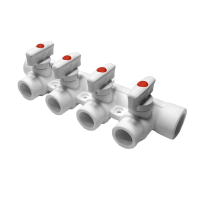 PP-R Коллектор с 4 выходами 40-20 ПРО АКВА (белый цв.)