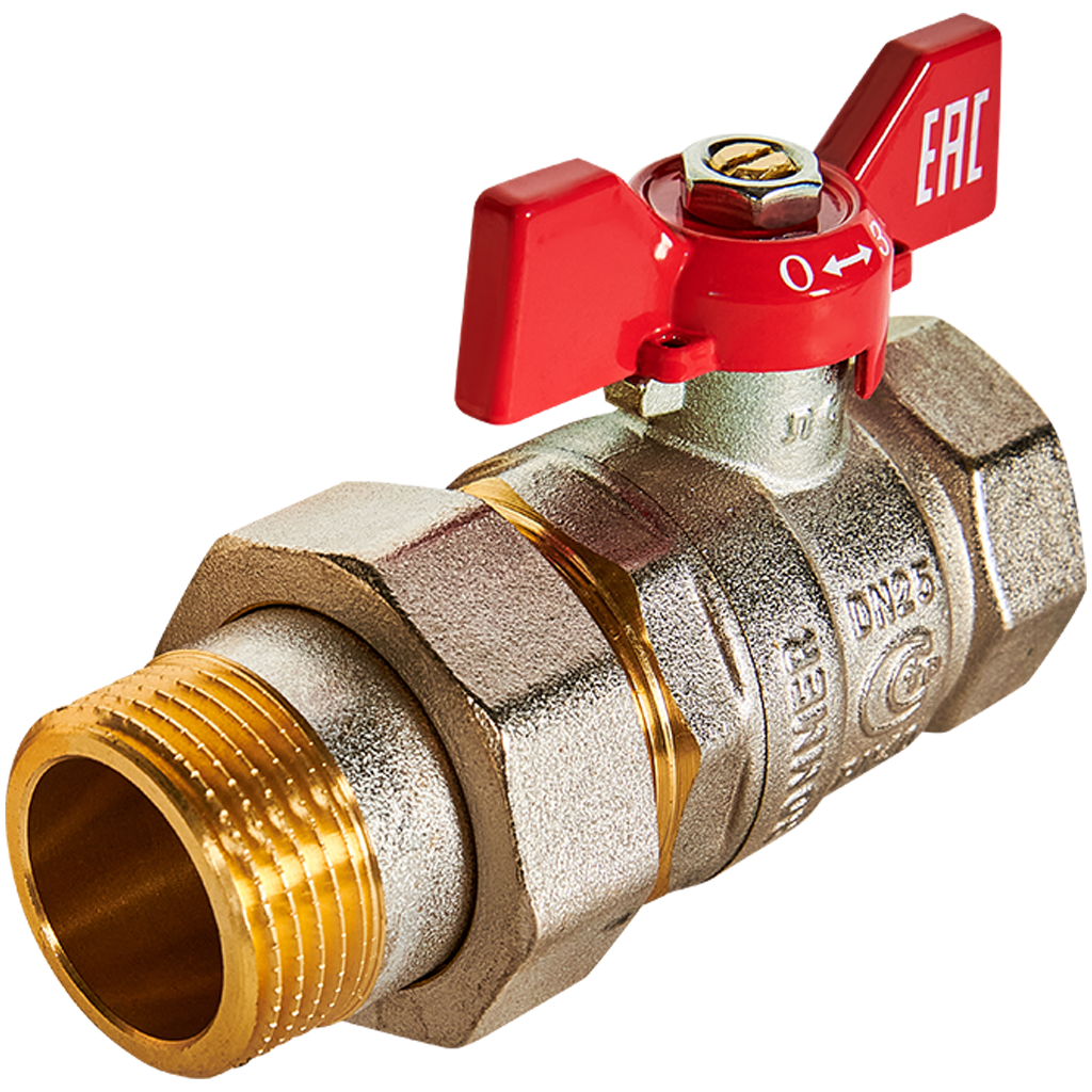 Кран шаровой с американкой, ВР/НР, ручка бабочка  1" ROMMER ГОСТ