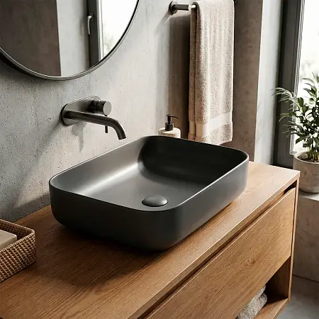 Раковина накладная тёмно-серый матовый 500*390*130 мм AZ-78109MDH 