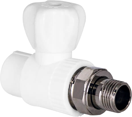 Шаровой кран для радиаторов прямой 1v 20x1/2" (белый цв.) TEBO