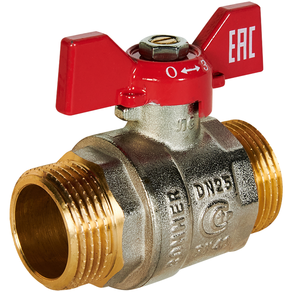 Кран шаровой, НР/НР, ручка бабочка  1" ROMMER ГОСТ