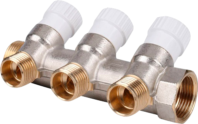 Коллектор 3/4"х1/2" с 3-мя кранами Stout (25/1)