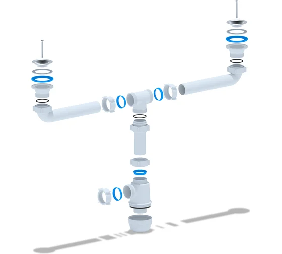 Сифон для кух.моек ДВОЙНОЙ 1 1/2"х40 винт 40 мм АНИ ГРОТ   б/гофры