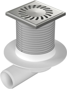 411 L  Трап с боковым выпуском, с фартуком, DN50 нержавейка 100x100(PVB50N-L1)