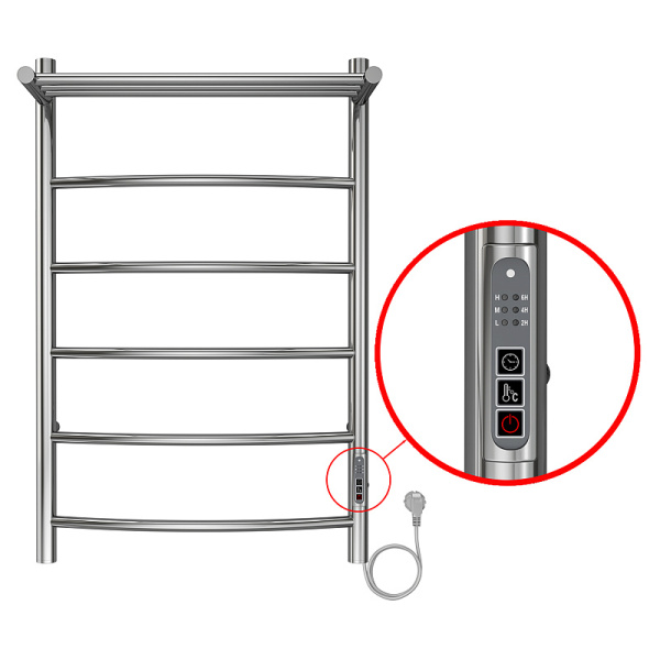 Полотенцесушитель PARMA 500/800 элек.с полкой R 5 перек. AZARIO (хром) Магазин сантехники Нижний Новгород