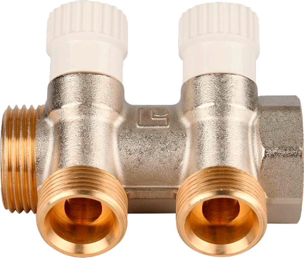 Коллектор 1"х3/4" с 2-мя кранами Stout (15/1) 