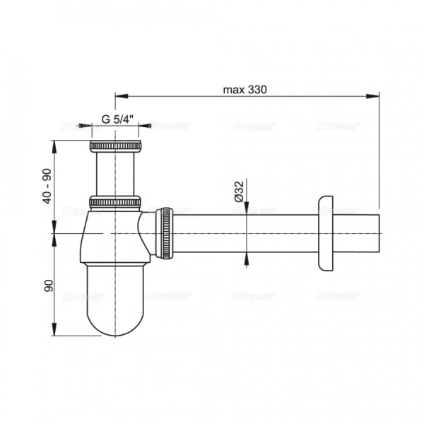 Сифон хром с н/г 5/4" латунь  AlcaPlast А431