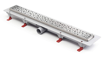 Водоотводящий  желоб L350 с решеткой Square глянец и рамкой из нержавейки