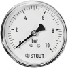 Манометр аксиальный. Корпус Dn 63 мм 1/4 , 0...10 бар, кл.2.5 STOUT 