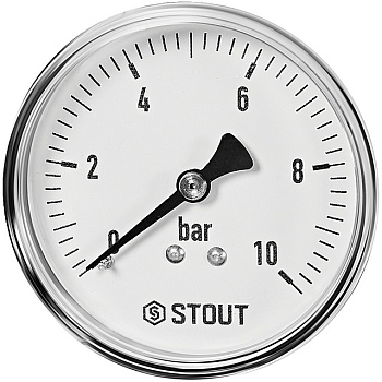 Манометр аксиальный. Корпус Dn 63 мм 1/4 , 0...10 бар, кл.2.5 STOUT 
