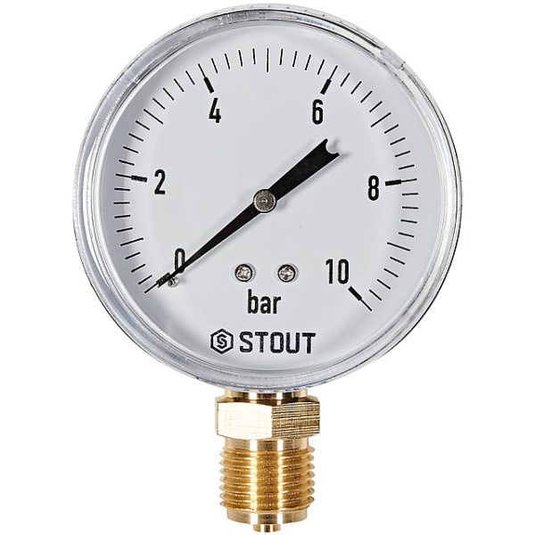 STOUT Манометр радиальный. Корпус Dn 80 мм 1/2 , 0...10 бар, кл.2.5