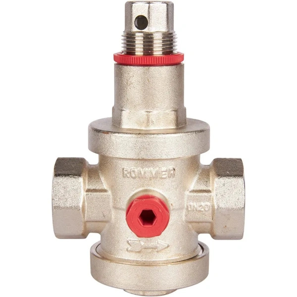 Редуктор давления поршневой PN25 вн/вн  3/4" с выходом под манометр ROMMER