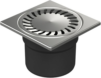 323 N-с  Трап прямой - сетка из нерж. стали черный 150х150 DN 110 (DNS110N)(9/1)