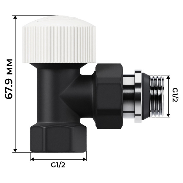 Набор термостатический угловой RoyalThermo Design 1/2"М30х1,5 (Черный) 