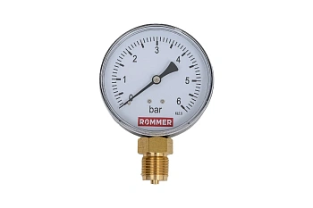 Манометр радиальный  0- 6 bar 80мм 1/2" ROMMER