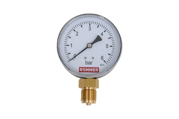 Манометр радиальный  0- 6 bar 80мм 1/2" ROMMER