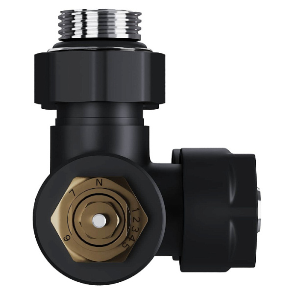 Узел нижнего подключения термостатический угловой Royal Thermo Design Pro 15мм М30х1,5 (Черный)