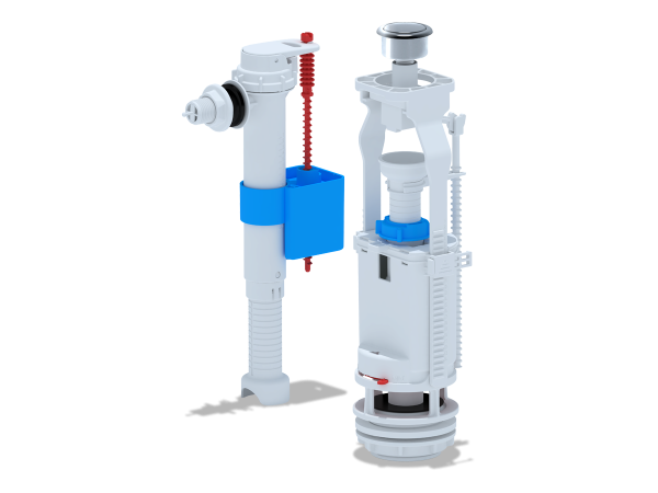 Набор д/унитаза 1/2" с боковой подводкой с пласт. штуцером, кнопка хром АНИ Пласт (20/1)