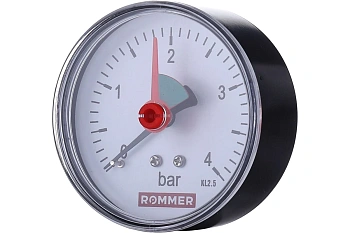 Манометр аксиальный с указателем предела 0-4 bar 63мм 1/4" ROMMER