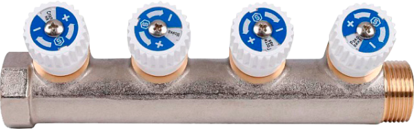 Коллектор 1"х1/2" с 4-мя кранами Stout  (9/1)