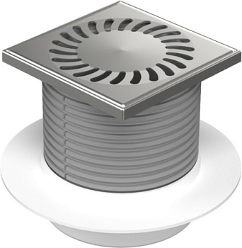 420L Трап прямой с фартуком регулир- сетка из нерж. стали 122х122 DN 50 (PV50N-L2)