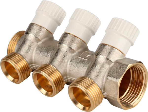 Коллектор 1"х3/4" с 3-мя кранами Stout (12/1) 